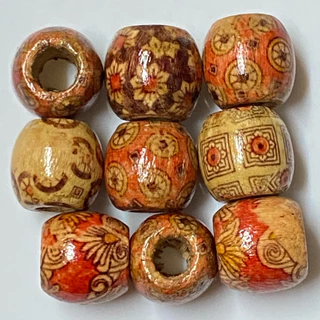 ลูกปัดไม้โอ่ง ขนาด 16 มิล รูใหญ่ประมาณ 5 มิล จำนวน 20 เม็ด / ราคา 60 บาท งานฝีมือ DIY