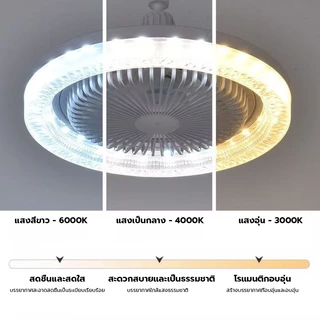 UORRIS ไฟพัดลม LED50W 2-in-1 สามโหมดหลอดไฟ LED โคมไฟรีโมทคอนโทรล Creative สมาร์ท E27 สกรูพัดลมห้องนั่งเล่น