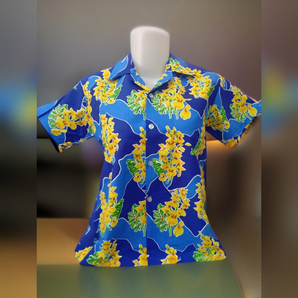 เสื้อเชิ้ตดอกโสนคอปก เด็ก ผู้ใหญ่ ประจำจังหวัดพระนครศรีอยุธยา มีกระเป๋า ทรงตรง