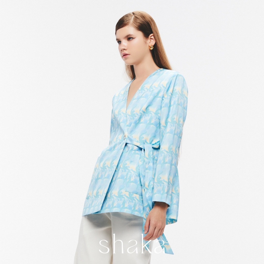 Shaka SS25 Hera Blazer เสื้อคลุมผ้าซาติน (BLUE) JK-8250218