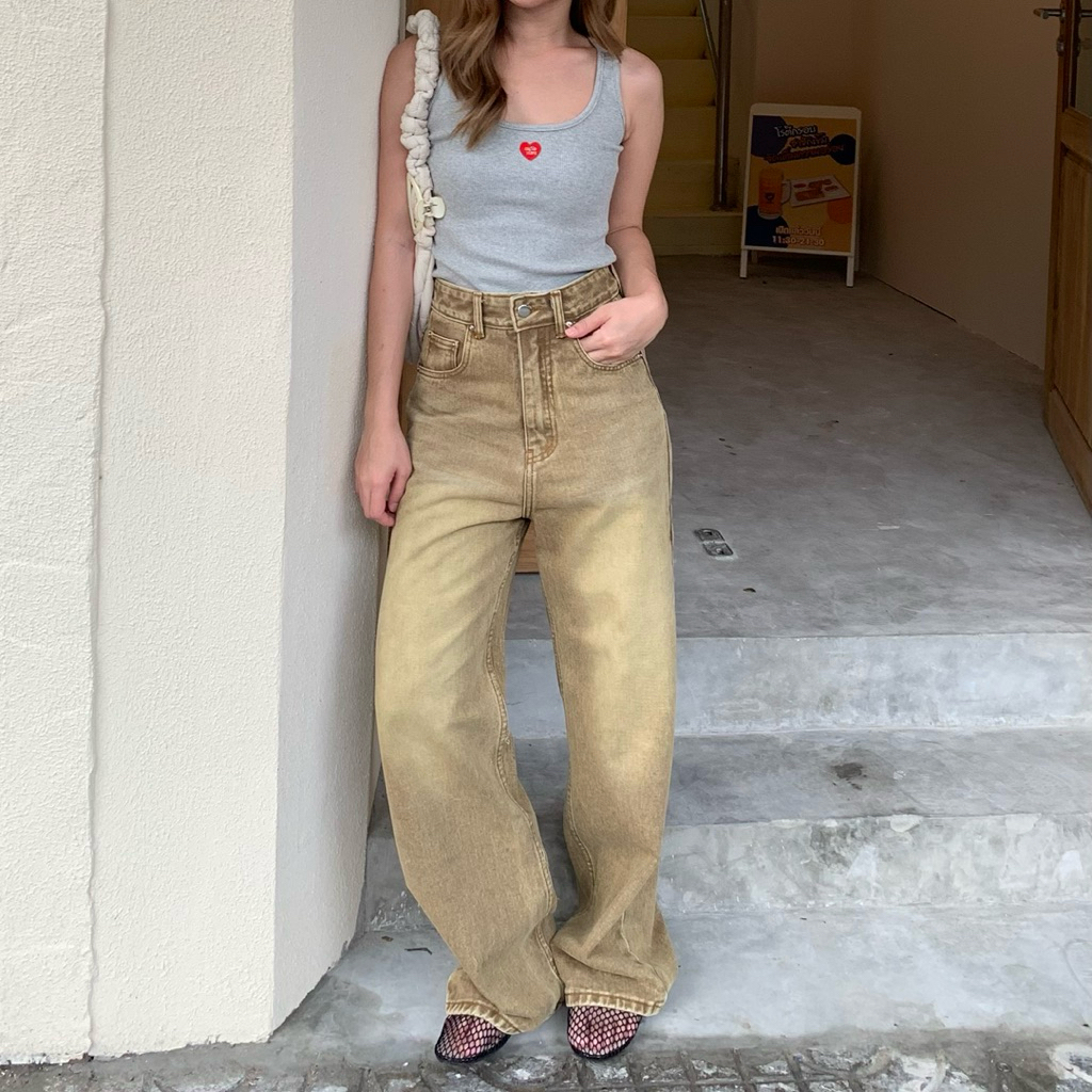 Cutie.Colors Toby Jeans กางเกงยีนส์เอวสูงขากระบอกกลาง