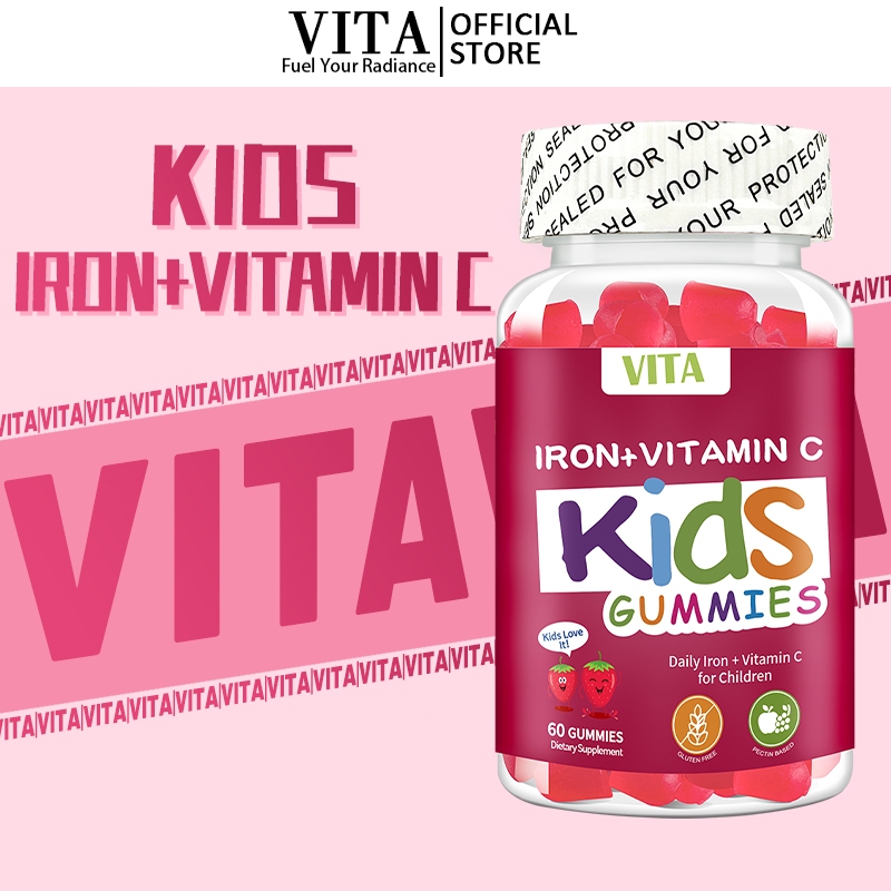 VITA IRON+VITAMINC GUMMIES เหล็ก+วิตามินซีีกัมมี วิตามินเด็ก วิตามินรวม อาหารเสริม บำบัดโลหิตจาง ช่วยดูดซึมเหล็กดีขึ้น