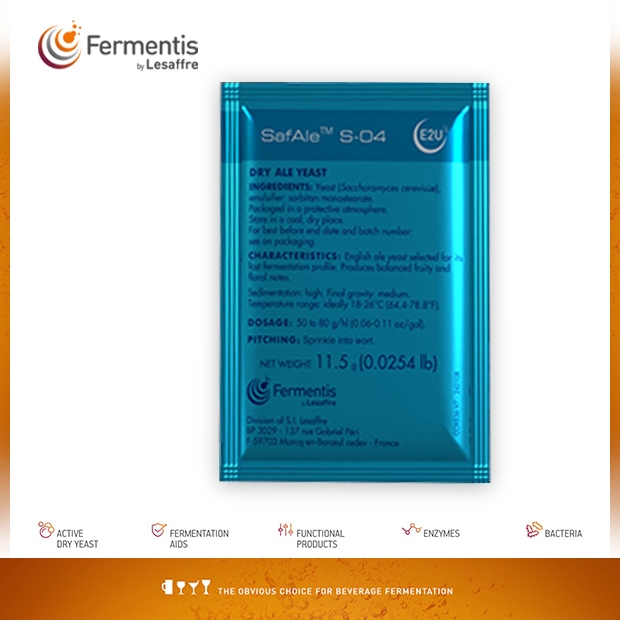 ยีสต์แห้ง Fermentis SafAle™ S-04 English Ale Yeast (11.5 g) – EXP 9/25