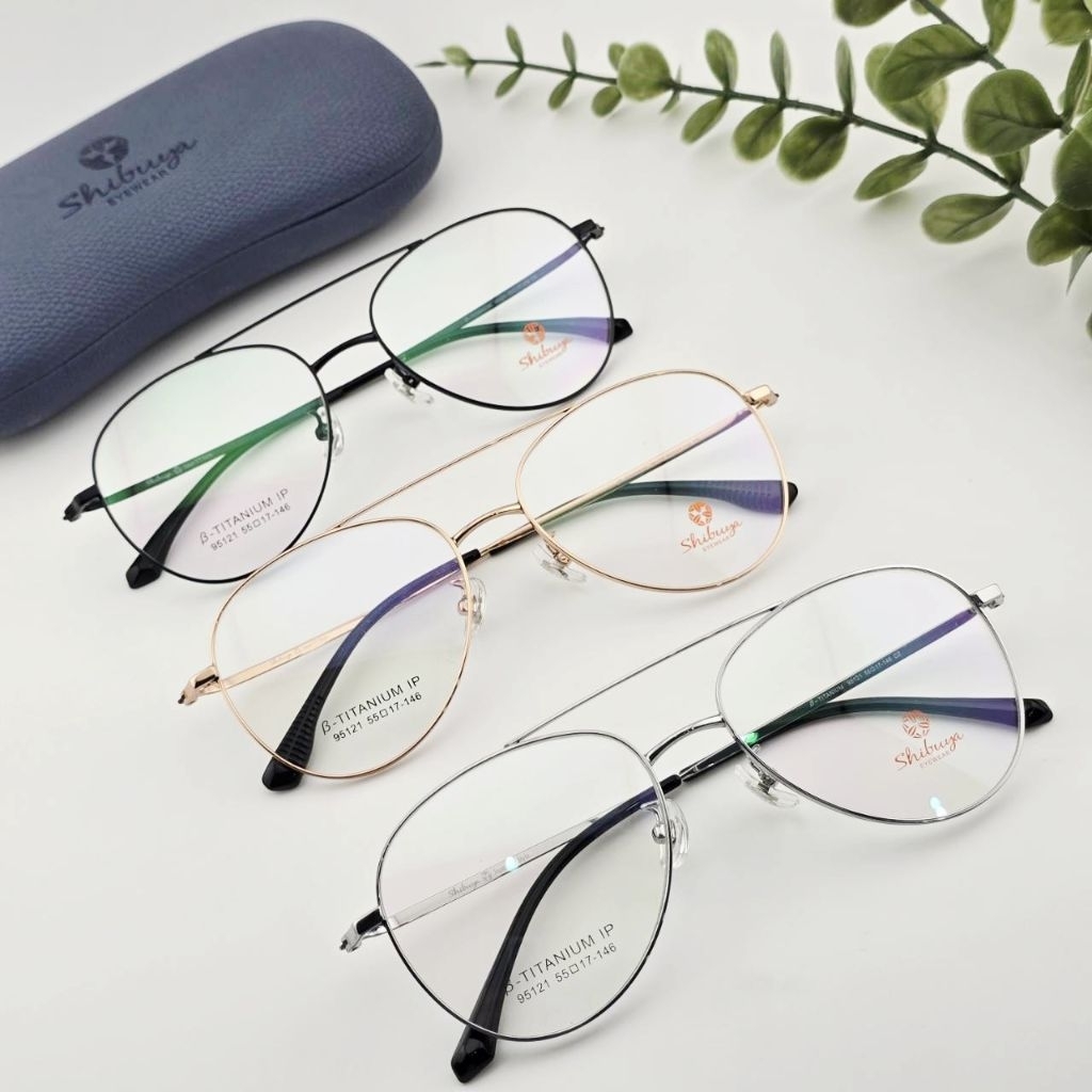 กรอบแว่นตารุ่น95121ทรงนักบินวัสดุTITANIUMเบาแข็งแรงทนทาน ยืดหยุ่นสูงนำไปตัดใส่เลนส์ได้