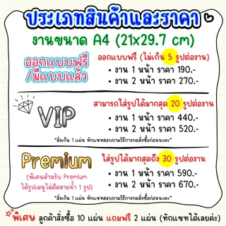 🤩🤩ป้ายเมนูพลาสวูด ขนาด A3 / A4 ออกแบบฟรี🌼
