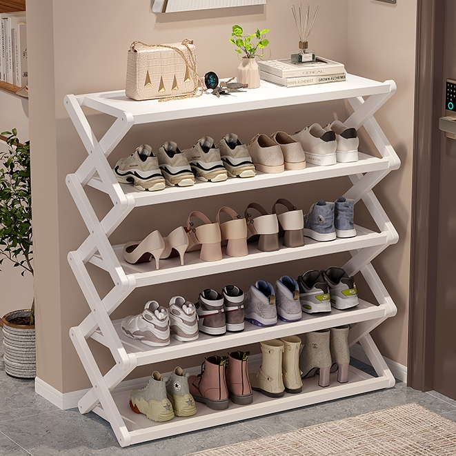 ชั้นวางรองเท้า 3/4/5 ชั้น ชั้นวางรองเท้าสแตนเลส โครงสร้างแข็งแรง  ประกอบง่าย มี 2 สีให้เลือก