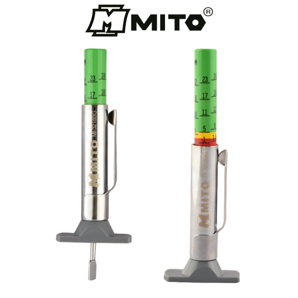 MITO เกจ์วัดความลึกร่องยางรถยนตร์ ขนาด 2.4 - 25mm. No.MI-3218BG