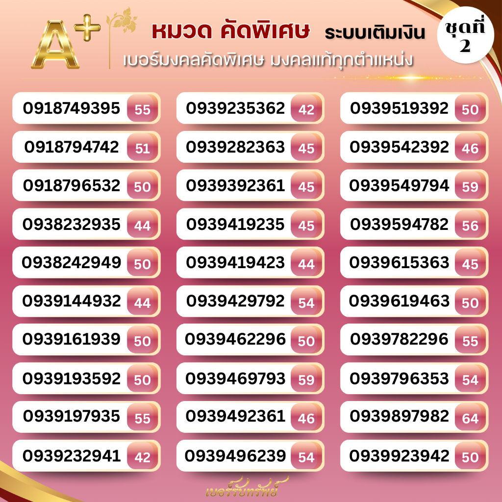 ซิมเบอร์มงคลVIPแบบเติมเงิน ชุดที่ 2
