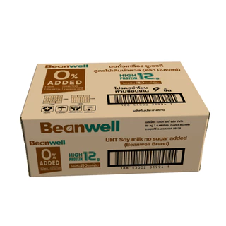 Beanwell บีนเวลล์ นมถั่วเหลืองยูเอชที สูตรไม่เติมน้ำตาล 250 มล. x 36 กล่อง