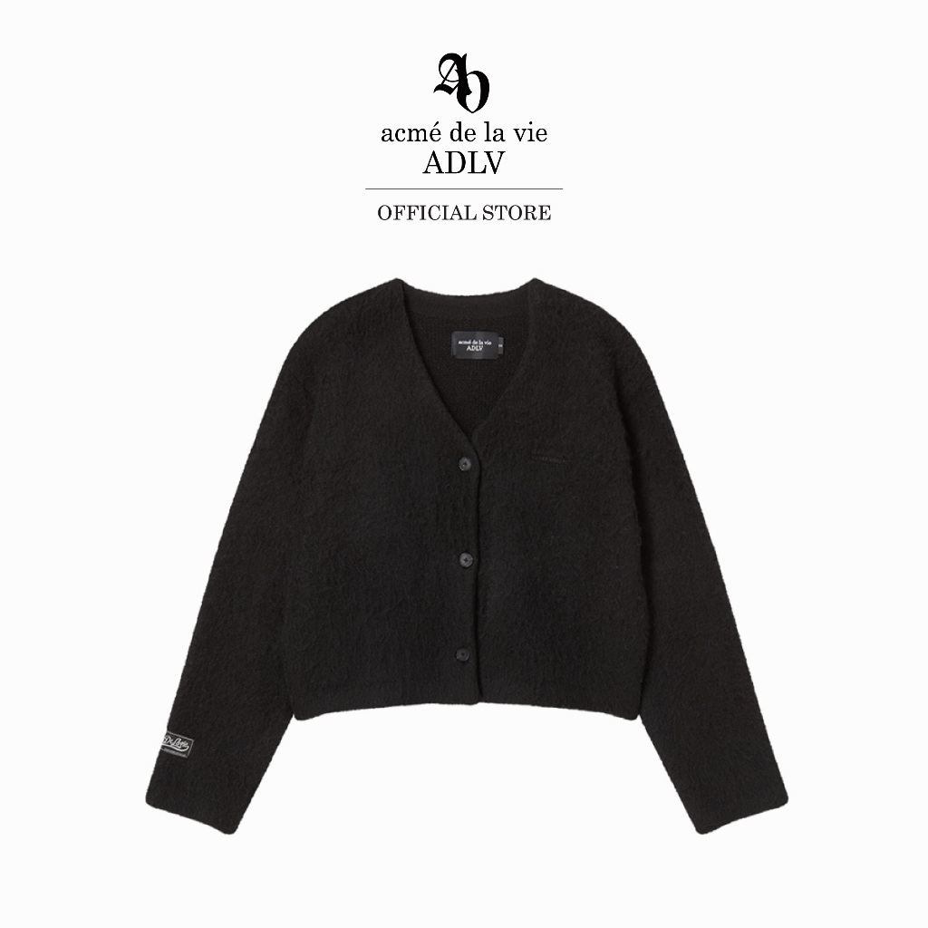 ADLV [acme de la vie] เสื้อแขนยาว รุ่น Woman V Neck Crop Solid Cardigan Black (50012SVNKNF_F5BKXX)