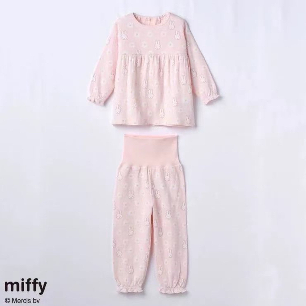 [Miffy]ชุดนอนผ้าฉลุสัมผัสนิ่มสีชมพูสวยหวานสำหรับเด็กผู้หญิง