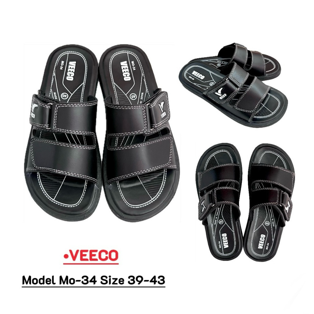 รองเท้าแตะปรับสายได้ 🔺VEECO รุ่น MO-34🔺สีดำ สีน้ำตาล พื้นยางPvc ใส่สวยใส่ทน พื้นนุ่ม Size39-43