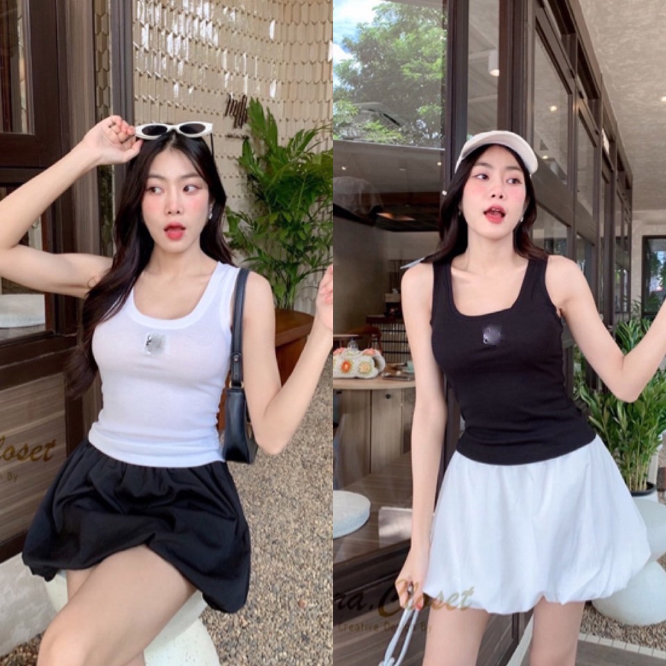 BA060 TARA Singlet เสื้อกล้าม ปักลายที่กลางอก เนื้อผ้าร่องยืด ผ้านิ่มอย่างดี ใส่สบาย ไม่ร้อน ซักแล้วไม่ย้วย