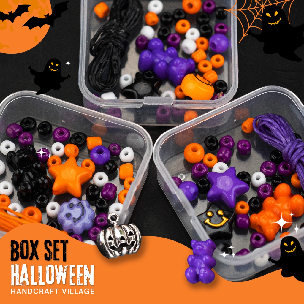 สุดคุ้ม! BOX SET ชุดลูกปัดเชือกเทียน ธีมฮาโลวีน | HALLOWEEN SET เซ็ตลูกปัดพร้อมร้อย สำหรับทำสร้อยข้อมือ พวงกุญแจ DIY