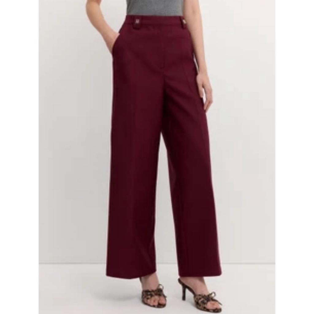 กางเกงผ้าสีแดงเลือดหมู เอวสูงงานป้ายsistory styleไซด์s มือสองสภาพดี