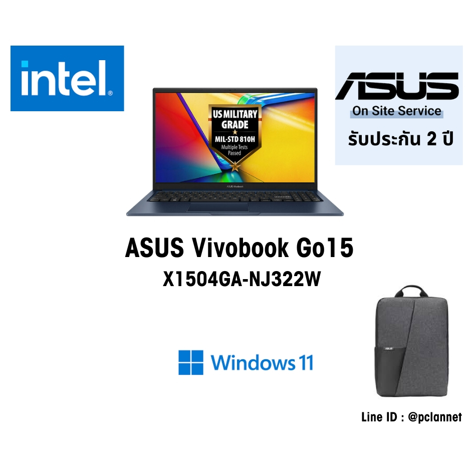 ASUS Notebook โน๊ตบุ๊ค Vivobook Go 15 X1504GA-NJ322W Intel i3-N305 8GB ประกัน 2 ปี