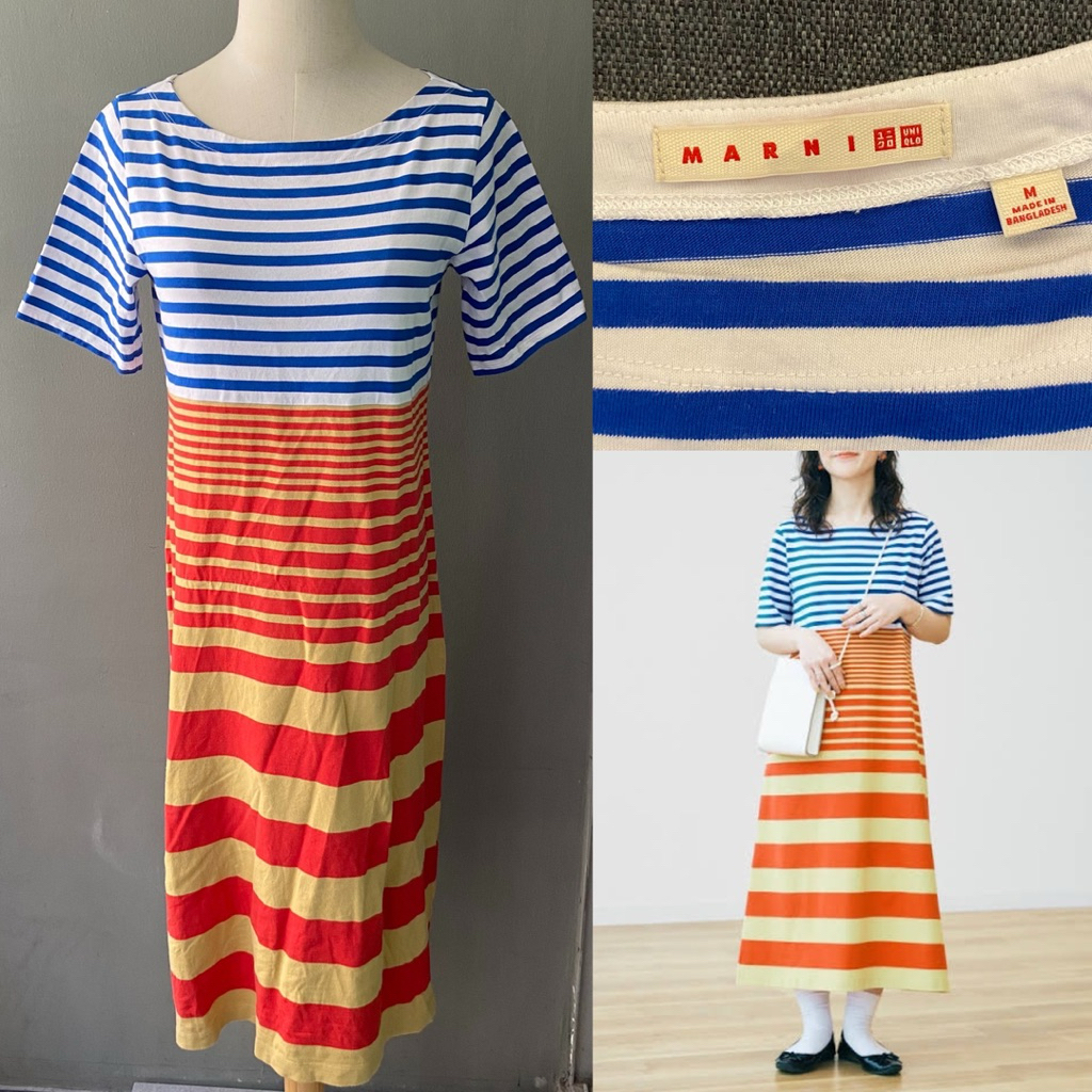 USED Uniqlo x Marni striped dress size M สภาพดี