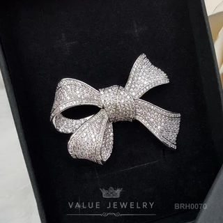 เข็มกลัด ฝังคริสตัลแท้ ลายโบ ขนาดใหญ่ เครื่องประดับ BRH0070 ValueJewelry