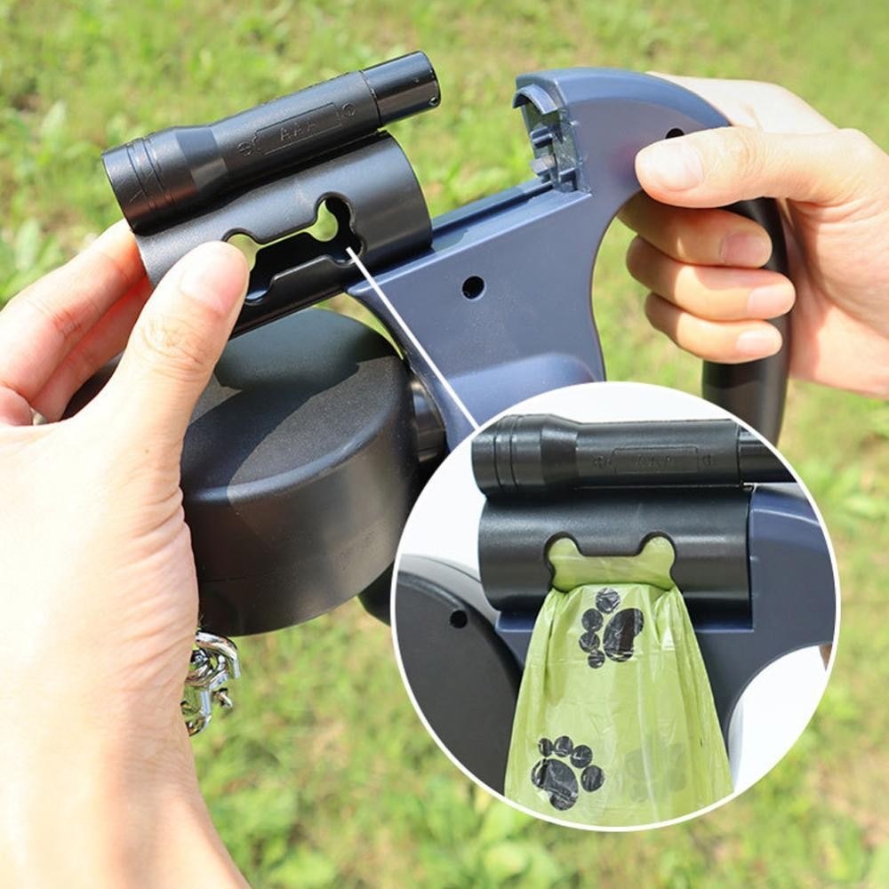 🦮เชือกจูงสุนัขคู่ ปรับได้ 3 เมตร  Cat Lead Extension พร้อมไฟ พลาสติก เชือกไนล่อน ยืดหดได้ - รูปที่ 3