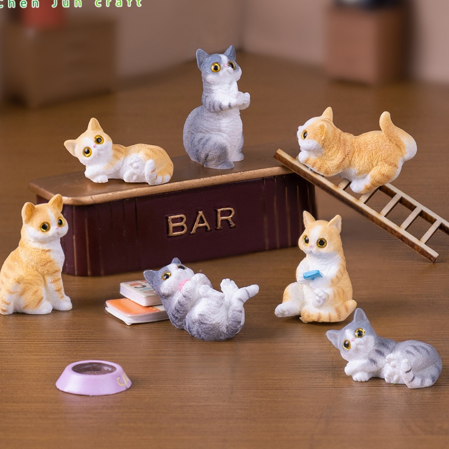 ตุ๊กตาแมวเหมียวซนจิ๋ว น่ารักสร้างสรรค์  ของสะสมขนาดจิ๋ว ตกแต่งบ้าน แต่งโต๊ะทำงาน ส่งจากไทย A053