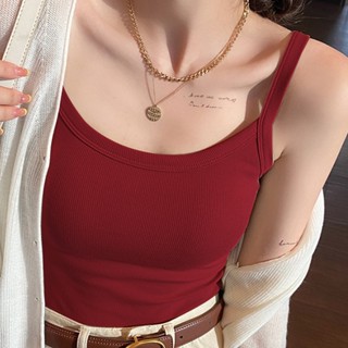 เสื้อกล้ามสายเดี่ยว ทรงครอป มีบราในตัว ใส่ได้ทุกลุค เสื้อกล้…