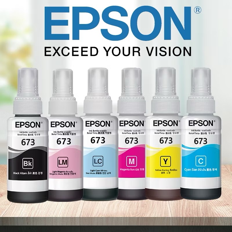 หมึก Epson 673 6สี หมึกเติมของแท้ 💯% แบบไม่มีกล่อง L800/L805/L810/L850/L1800