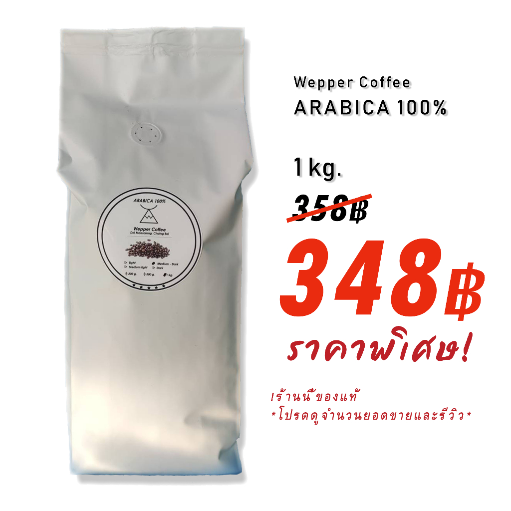 กาแฟคั่วบด Arabica 100% 1 กิโล ดอยแม่สลอง ☕ คั่วใหม่ ไม่ค้างสต๊อก สด ใหม่ ทุกวัน ✨ ราคาส่งร้านกาแฟ