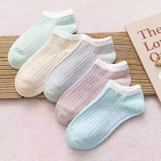 แพ็ค5คู่ สับสน 5 คู่ถุงเท้าสั้น, ถุงเท้าบางสบาย, ถุงเท้าข้อเ…