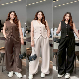 ชุดเซ็ต2 ชิ้น เสื้อกั๊กสูทกระดุมหน้า+กางเกงขายาวกระดุมหน้า ไ…