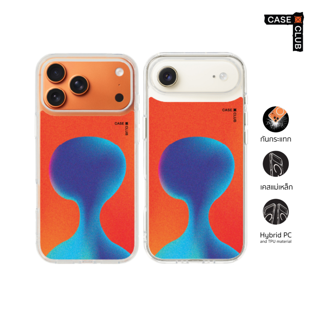 CaseClub เคสไอโฟน ซัมซุง เคสแม่เหล็ก ลาย Gradient Alien Silhouette เงามนุษย์ต่างดาวไล่สี สำหรับ i17 Pro Max/i17 Pro/i17