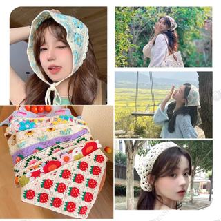 ผ้าโพกหัว รีสอร์ทริมทะเล ถักด้วยมือ ดอกไม้หลากหลายสไตล์ ต้องมีสำหรับสาวหวานและน่ารัก#0293