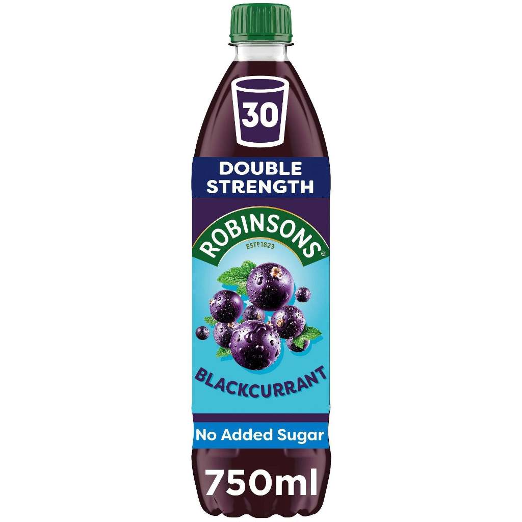 Robinsons - Blackcurrant double strength 750ml รสชาติหอมหวานอมเปรี้ยวแบบผลไม้แท้ ๆ เพียงผสมกับน้ำเย็นหรือโซดา