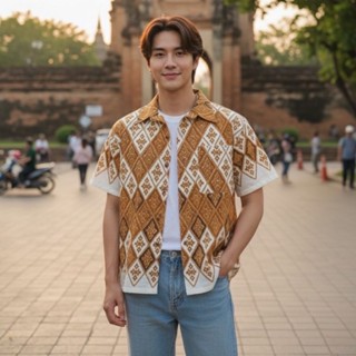 เสื้อพื้นเมืองผู้ชายคอเชิ้ตลายไทย ไม่ตกสี