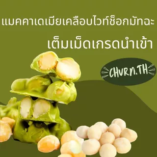 Churn.th แมคคาเดเมียอบเคลือบไวท์ช็อกมัทฉะ เกรดนำเข้า เต็มเม็ด Matcha white-Chocolate coated Macadamia
