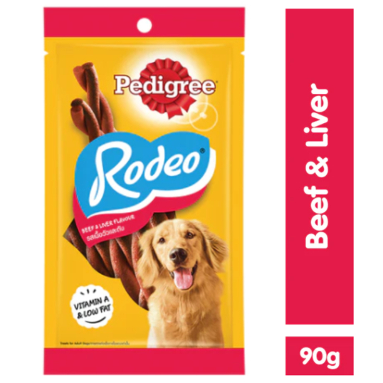 Pedigree Rodeo Beef & Liver Flavor ขนมสำหรับสุนัขรสเนื้อวัวและตับ 90g (8853301200004)