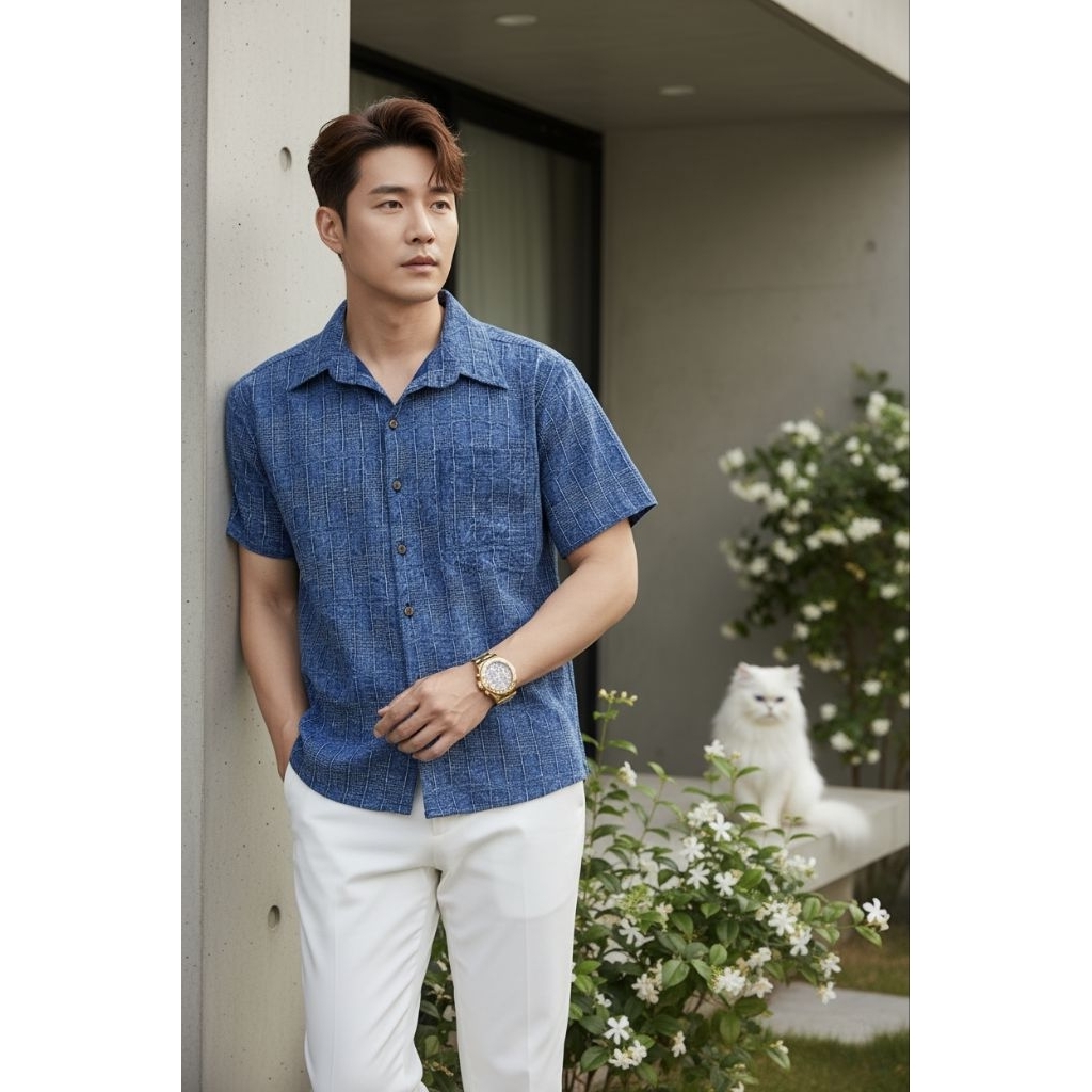 เสื้อพื้นเมืองผู้ชายคอเชิ้ต หม้อฮ่อมสโตน - รูปที่ 3