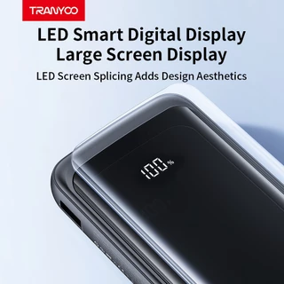 TRANYOO TIS 20000mAh power bank with 4 built-in charging cables, Mi&ro/Type-C/Light&ing/USB power display, fast charging