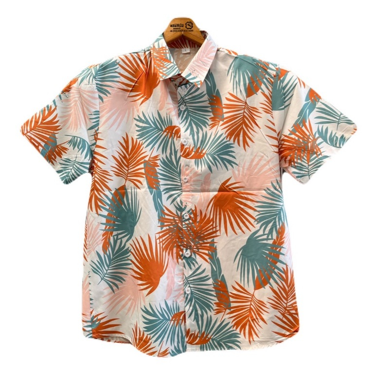 เสื้อฮาวาย อก44 ไหล่18 ยาว29  100%Polyester มือสองสภาพดี (V53)