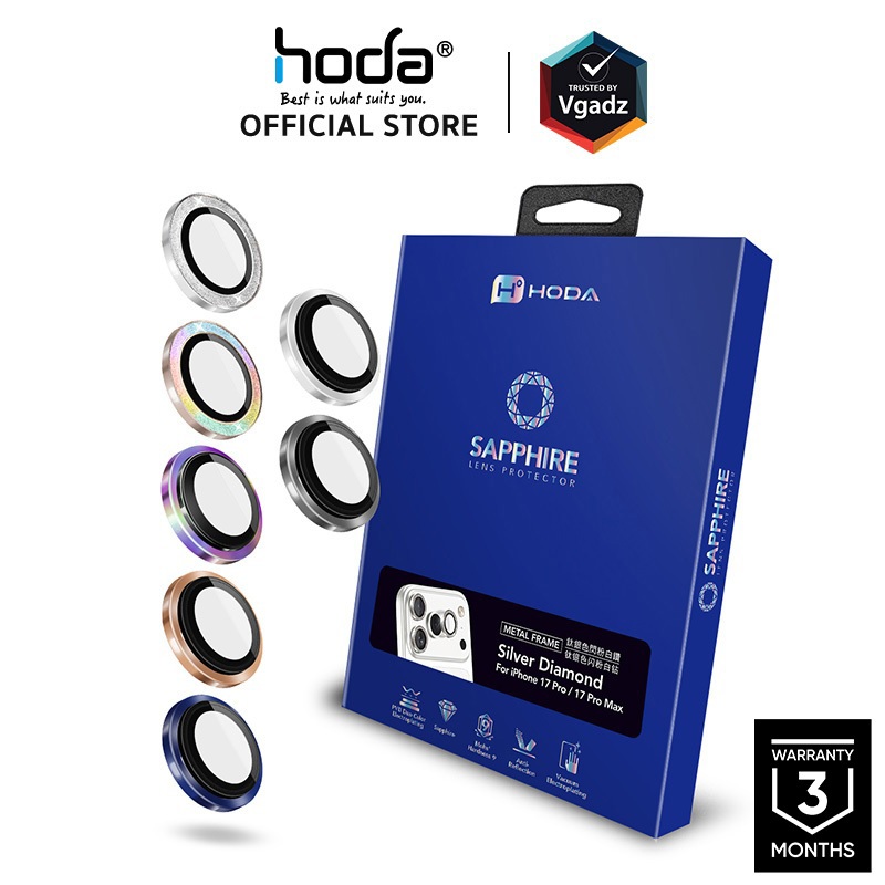 Hoda กระจกเลนส์กล้องสำหรับ iPhone 17 / Air /17 Pro / 17 Pro Max & 16 Pro / 16 Pro Max รุ่น Sapphire Lens Protector