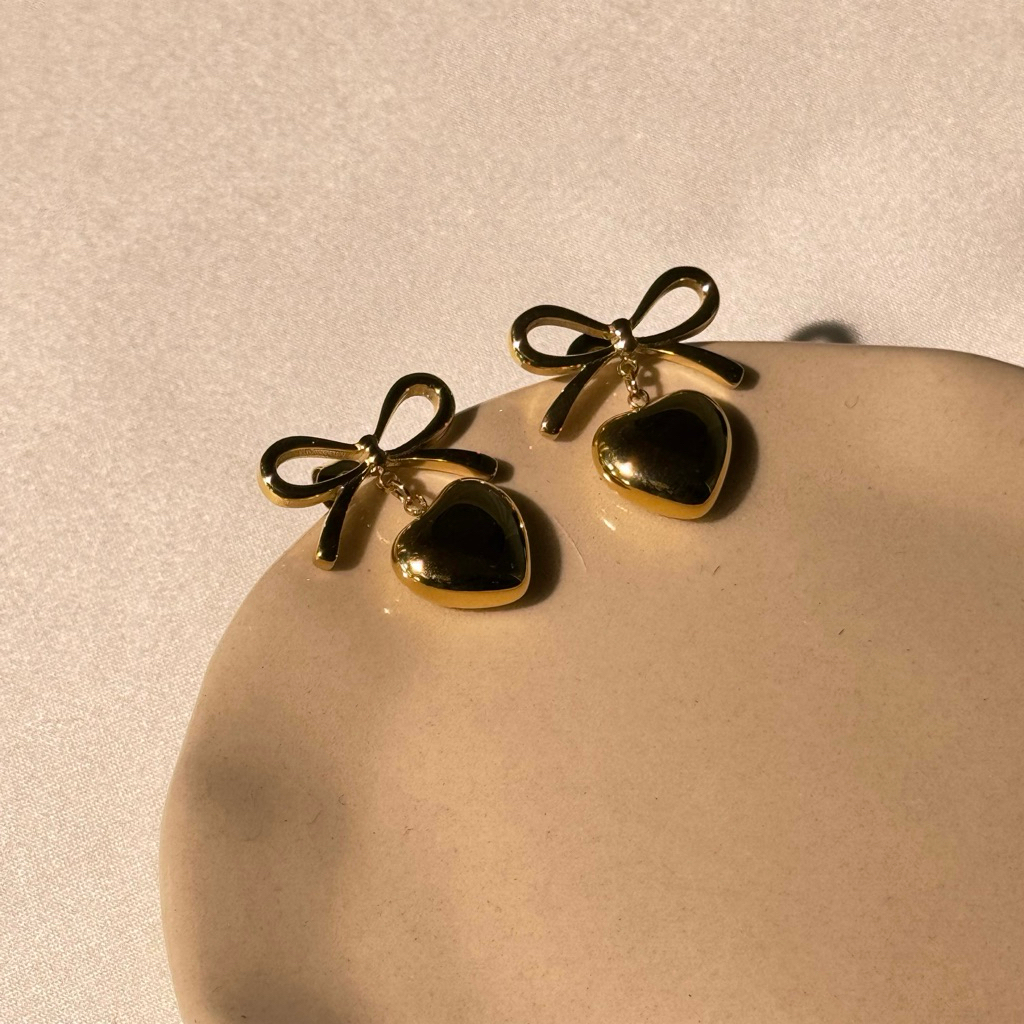 rosemary.co | bow bell earring (RM216) | 18k pvd gold plating ต่างหูรูปโบว์ ต่างหูไม่ลอกไม่ดำไม่แพ้ (พร้อมส่ง)