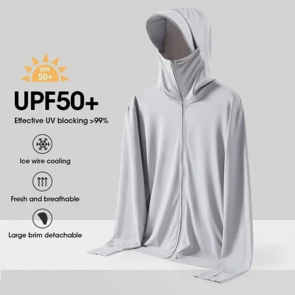 [ซื้อ 1 แถม 1]เสื้อแจ็กเก็ตกันแดดมีฮู้ด ป้องกันรังสียูวี ป้องกันแดด เหมาะกับฤดูร้อน สําหรับผู้ชาย