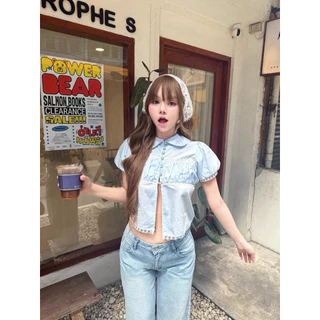 Levenn.bkk • Amy Top เสื้อคอปก ผ้าคอตตอน 100 แต่งลูกไม้ ทรงสวย น่ารัก เซ็กซี่