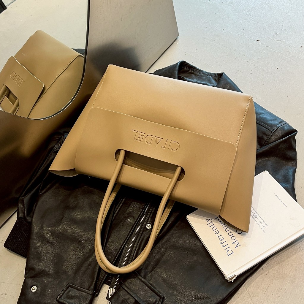 uyongit กระเป๋าสะพายข้าง  สะไหล่หนัง PU มีให้เลือก 4สี ทรงโท้ท จุของได้เยอะ สไตล์มินิมอล พร้อมส่งในไทย B-048 - รูปที่ 7