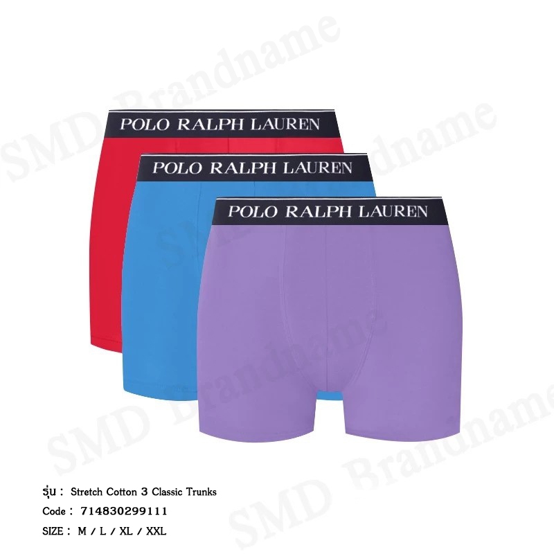 Polo Ralph Lauren กางเกงชั้นในผู้ชาย รุ่น Stretch Cotton 3 Classic Trunks Code: 714830299111