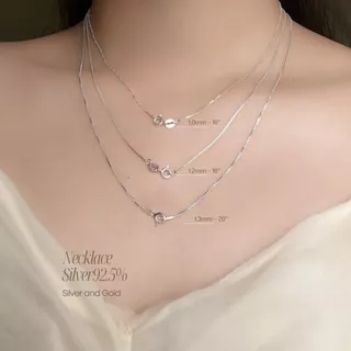 สร้อยคอเงินแท้92.5% สร้อยลายกล่อง(BOX)-เส้นเล็กจิ๋ว ขนาด 1.2 mm.(สร้อยอิตาลี): P0009