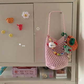 sreepp - garden bag (white/baby pink/mint/khaki) กระเป๋าถักท…