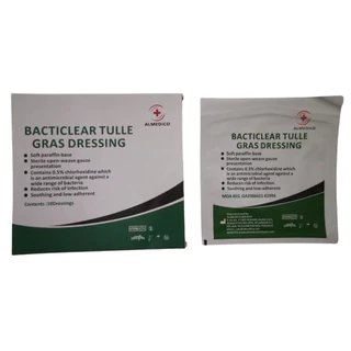 (กล่อง10ชิ้น) BACTIGRAS แผ่นตาข่ายปิดแผล 10x10CM เคลือบพาราฟิน ป้องกันผ้าก๊อซติดแผล พลาสเตอร์
