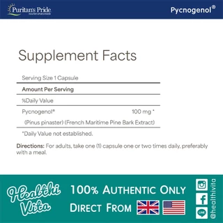 Puritan's Pride - Pycnogenol® 100 mg/30 Caps ❌EXP.02/28