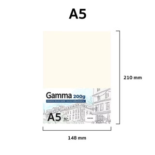 กระดาษ กระดาษร้อยปอนด์ Gamma แกมม่า หนา 200g ถนอมสายตา 50 แผ่น ขนาด A5 , A4 และ A3 (จำนวน1แพ็ค)