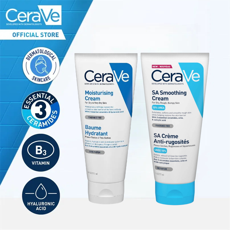 Cerave เซราวี มอยส์เจอไรซิ่ง ครีม 177 มล/CeraVe SA Smoothing Creamขัดผิวและเพิ่มความชุ่มชื้น 177ml